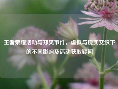 王者荣耀活动与郑爽事件，虚拟与现实交织下的不同影响及活动获取疑问