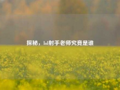 探秘，lol射手老师究竟是谁