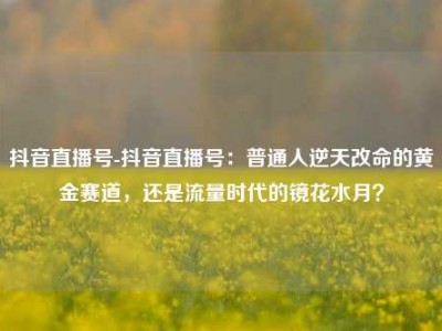 抖音直播号-抖音直播号：普通人逆天改命的黄金赛道，还是流量时代的镜花水月？
