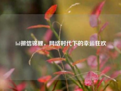 lol微信锦鲤，网络时代下的幸运狂欢