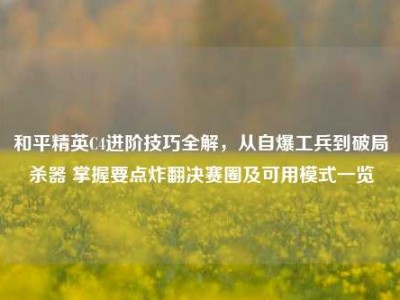 和平精英C4进阶技巧全解，从自爆工兵到破局杀器 掌握要点炸翻决赛圈及可用模式一览