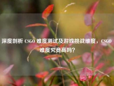深度剖析 CSGO 难度测试及游戏挑战维度，CSGO 难度究竟高吗？