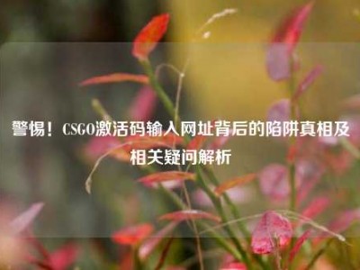 警惕！CSGO激活码输入网址背后的陷阱真相及相关疑问解析