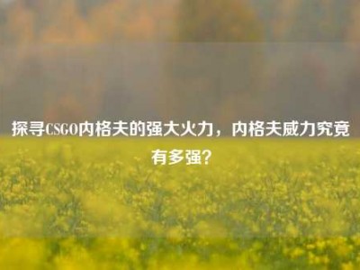 探寻CSGO内格夫的强大火力，内格夫威力究竟有多强？