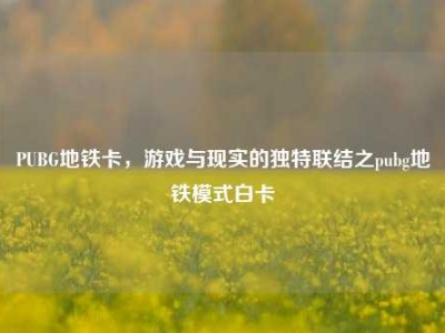 PUBG地铁卡，游戏与现实的独特联结之pubg地铁模式白卡