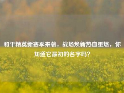 和平精英新赛季来袭，战场焕新热血重燃，你知道它最初的名字吗？