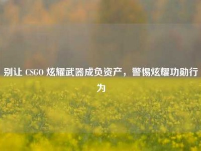 别让 CSGO 炫耀武器成负资产，警惕炫耀功勋行为