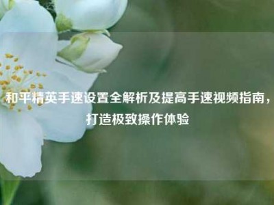 和平精英手速设置全解析及提高手速视频指南，打造极致操作体验