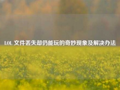 LOL 文件丢失却仍能玩的奇妙现象及解决办法