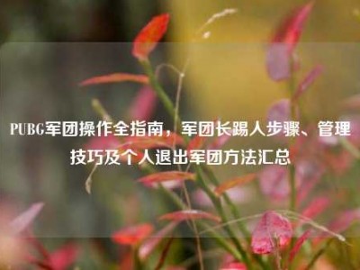 PUBG军团操作全指南，军团长踢人步骤、管理技巧及个人退出军团方法汇总