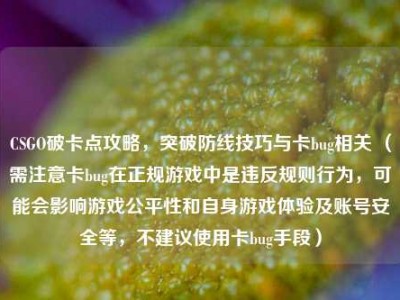 CSGO破卡点攻略，突破防线技巧与卡bug相关 （需注意卡bug在正规游戏中是违反规则行为，可能会影响游戏公平性和自身游戏体验及账号安全等，不建议使用卡bug手段）