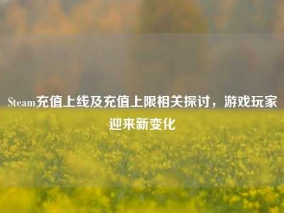 Steam充值上线及充值上限相关探讨，游戏玩家迎来新变化