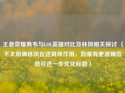 王者荣耀典韦与LOL英雄对比及林凤相关探讨 （不太明确林凤在这具体作用，如果有更准确信息可进一步优化标题）