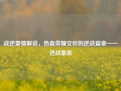 战逆豪情解说，热血荣耀交织的逆战篇章——逆战豪弟