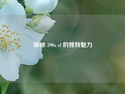 探秘 390x cf 的独特魅力