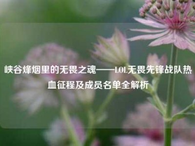峡谷烽烟里的无畏之魂——LOL无畏先锋战队热血征程及成员名单全解析