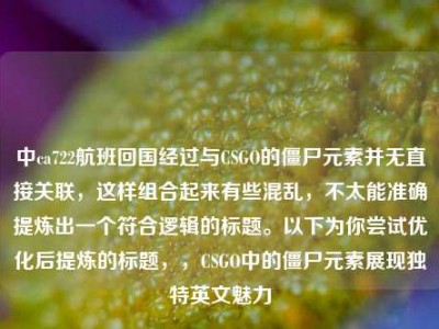 中ca722航班回国经过与CSGO的僵尸元素并无直接关联，这样组合起来有些混乱，不太能准确提炼出一个符合逻辑的标题。以下为你尝试优化后提炼的标题，，CSGO中的僵尸元素展现独特英文魅力