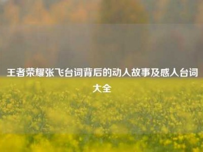 王者荣耀张飞台词背后的动人故事及感人台词大全