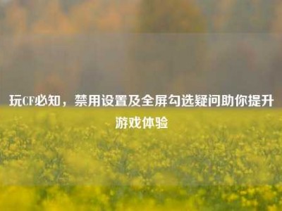 玩CF必知，禁用设置及全屏勾选疑问助你提升游戏体验