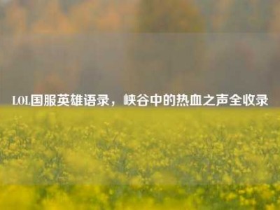 LOL国服英雄语录，峡谷中的热血之声全收录