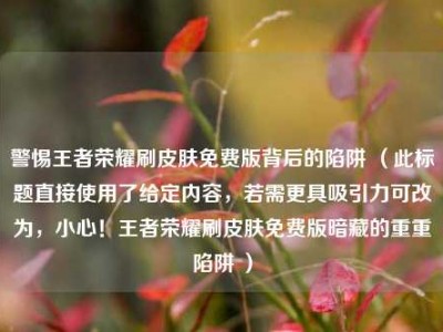 警惕王者荣耀刷皮肤免费版背后的陷阱 （此标题直接使用了给定内容，若需更具吸引力可改为，小心！王者荣耀刷皮肤免费版暗藏的重重陷阱 ）