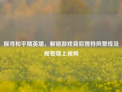探寻和平精英墙，解锁游戏背后独特风景线及观看墙上视频