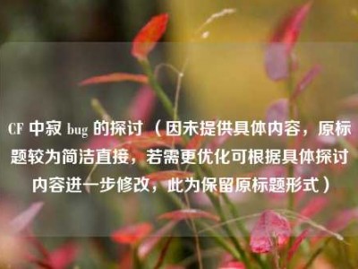 CF 中寂 bug 的探讨 （因未提供具体内容，原标题较为简洁直接，若需更优化可根据具体探讨内容进一步修改，此为保留原标题形式）