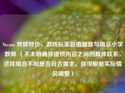 Steam 救赎特价，游戏玩家超值盛宴与南京小学教师 （不太明确你提供内容之间的具体联系，这样组合不知是否符合需求，你可根据实际情况调整）
