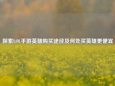 探索LOL手游英雄购买途径及何处买英雄更便宜