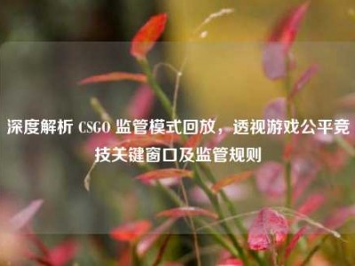 深度解析 CSGO 监管模式回放，透视游戏公平竞技关键窗口及监管规则