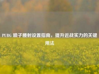 PUBG 喷子腰射设置指南，提升近战实力的关键用法