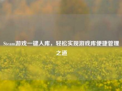 Steam游戏一键入库，轻松实现游戏库便捷管理之道