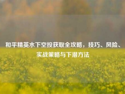 和平精英水下空投获取全攻略，技巧、风险、实战策略与下潜方法