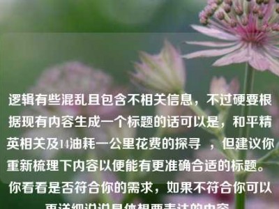 逻辑有些混乱且包含不相关信息，不过硬要根据现有内容生成一个标题的话可以是，和平精英相关及14油耗一公里花费的探寻  ，但建议你重新梳理下内容以便能有更准确合适的标题。 你看看是否符合你的需求，如果不符合你可以再详细说说具体想要表达的内容。