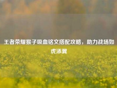 王者荣耀猴子吸血铭文搭配攻略，助力战场如虎添翼