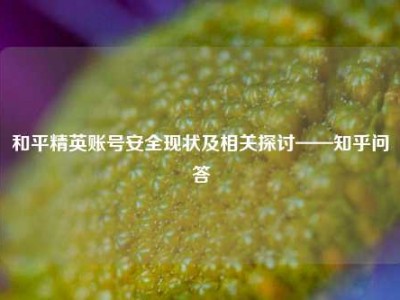 和平精英账号安全现状及相关探讨——知乎问答