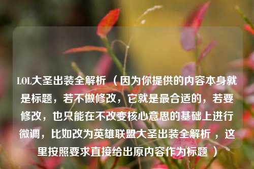 LOL大圣出装全解析 (因为你提供的内容本身就是标题,若不做修改,它就是最合适的,若要修改,也只能在不改变核心意思的基础上进行微调,比如改为英雄联盟大圣出装全解析 ,这里按照要求直接给出原内容作为标题 )