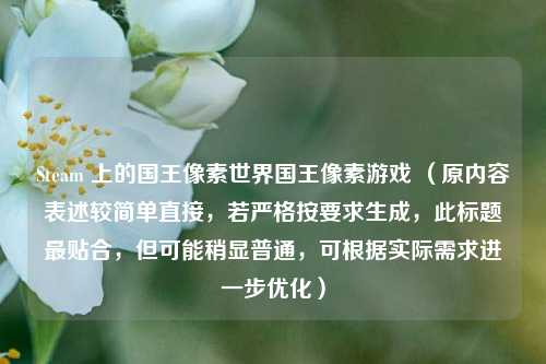 Steam 上的国王像素世界国王像素游戏 (原内容表述较简单直接,若严格按要求生成,此标题最贴合,但可能稍显普通,可根据实际需求进一步优化)
