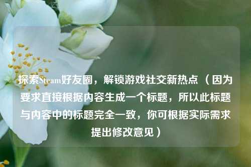 探索Steam好友圈，解锁游戏社交新热点 （因为要求直接根据内容生成一个标题，所以此标题与内容中的标题完全一致，你可根据实际需求提出修改意见）