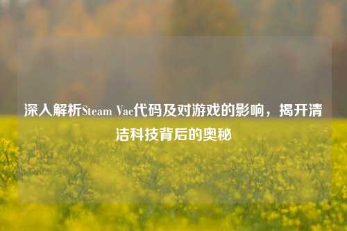 深入解析Steam Vac代码及对游戏的影响，揭开清洁科技背后的奥秘