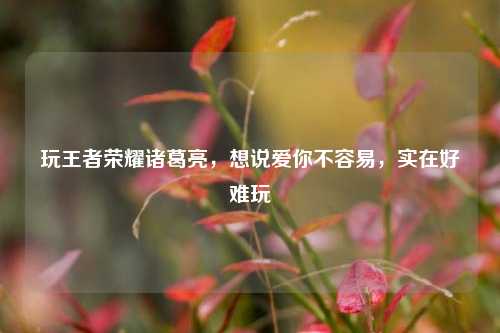 玩王者荣耀诸葛亮，想说爱你不容易，实在好难玩