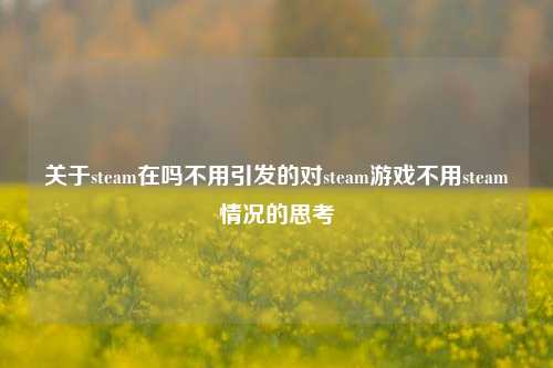 关于steam在吗不用引发的对steam游戏不用steam情况的思考