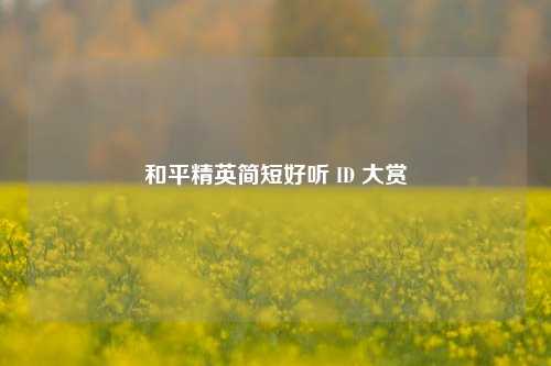 和平精英简短好听 ID 大赏