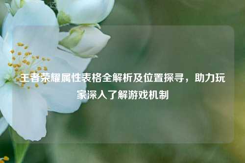 王者荣耀属性表格全解析及位置探寻，助力玩家深入了解游戏机制