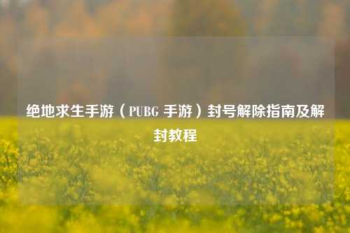 绝地求生手游(PUBG 手游)封号解除指南及解封教程