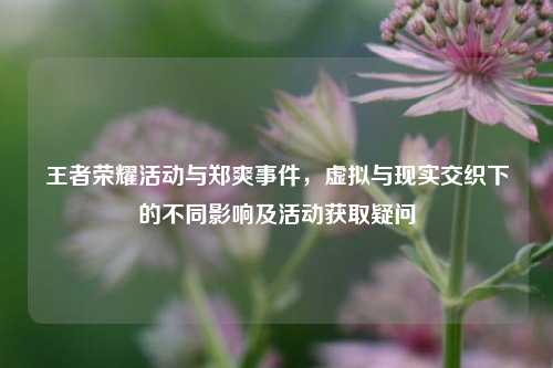 王者荣耀活动与郑爽事件,虚拟与现实交织下的不同影响及活动获取疑问