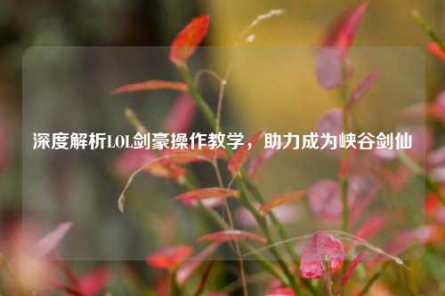 深度解析LOL剑豪操作教学,助力成为峡谷剑仙