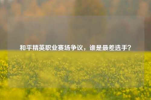 和平精英职业赛场争议,谁是最差选手?