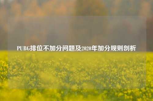 PUBG排位不加分问题及2020年加分规则剖析
