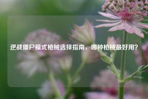 逆战僵尸模式枪械选择指南，哪种枪械最好用？